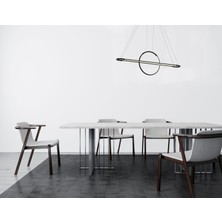 Avonni AV-1829-2BSY Siyah Boya Modern Avize LED Metal Pleksi H: 110 cm, WxD: 110x14 cm