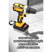 Marsilyan Metal Dişli 24W Akülü Matkap -Çift Bataryalı ve LED Çalışma Işığı ile Tam Set