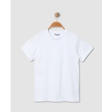Alme DÜZ BEYAZ ÇOCUK TİŞÖRT - %100 PAMUK UNISEX KALIP (Bir Beden Büyük Önerilir)