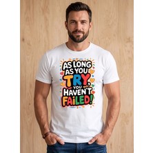 Durak Reklam As Long As You Try deseni ütü ile uygulanabilinen DTF tekstil baskı