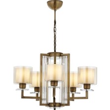 Avonni AV-4285-5E Eskitme Kaplama Modern Avize E27 Metal Cam H: 90 cm, Ø: 70 cm