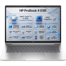 Hp Probook 4 G1IR Intel Core 5 120U 40GB 1tb SSD 14" Wuxga Freedos Laptop, Notebook B9ZL0ET 005