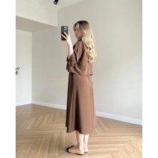 Narstorm Minimal Şık Midi Elbise Gömlek Takım
