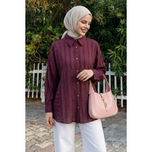 inStyle Sim Şeritli Mürdüm Gömlek