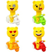 Farbu Oyuncak Sarı Emoji Kafalı Bas Git Motorsiklet, Çocuklar Için Oyuncak