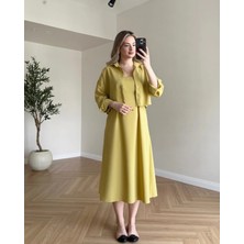 Narstorm Minimal Şık Midi Elbise Gömlek Takım