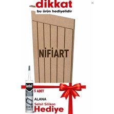 Peka Dekoratif Duvar Paneli ( 54 x 105 cm ) Boyanabilir Ahşap 6 mm Ham Mdf  5 Duvar Paneli 1 Adet Selsil Silikon