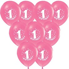 Keskin Sound Happy Bırthday 1 Yaş Baskılı Pembe Balon 100 Lü