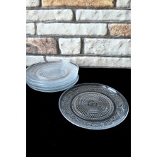 Elegancev Cam Pasta Tabak-Tatlı Tabağı-Pasta Tabağı-6 Adet- 15 cm