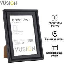 Vusign Vusıgn VS656-BK Mdf Fotoğraf Çerçevesi 15X20 cm Siyah Kabartmalı Çerçeve Masaüstü ve Duvar Askılı