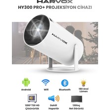 Harvox HY300 Pro+ Projeksiyon Cihazı Taşınabilir Android 13 Sistemli Wifi HDMI USB Destekli Projektör Ultra HD Mini Sinema