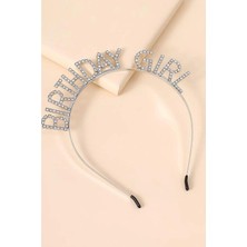 Dodomar Taç Metal Taşlı Birthday Girl Gümüş Renkli Parti Saç Aksesuarı Doğum Günü Kutlama Tacı