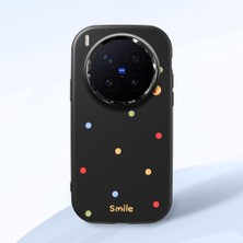 HONTINGA Vivo X300 Pro ile Uyumlu Kılıfı Kamera Korumalı Düşüme Önleyici Basitlik Siyah Yumuşak Silikon Telefon Kılıfı Gülümse Desenli K4-0027
