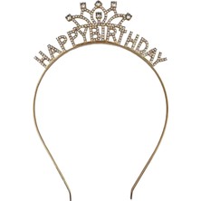 Dodomar Taç Metal Taşlı Happy Birthday Taşlı Işlemeli Altı