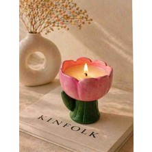 Lumina Pinterest Dekoratif Çiçek Mum | El Yapımı Pembe Lotus Mum | Hediye ve Ev Dekoru