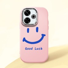 HONTINGA Xiaomi Redmi 13X ile Uyumlu Kılıfı Kamera Korumalı Düşüme Önleyici Basitlik Pembe Yumuşak Silikon Telefon Kılıfı Gülümse Desenli K4-0027