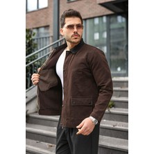 Little Cup Jeans Co Erkek Kahve Garni Yaka Spor Canvas Mont