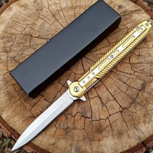 Knivox M390 Gold Auto Metal Beyfendi Kamp Çakısı