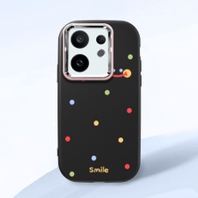 HONTINGA Vivo X200 Fe ile Uyumlu Kılıfı Kamera Korumalı Düşüme Önleyici Basitlik Siyah Yumuşak Silikon Telefon Kılıfı Gülümse Desenli K4-0027
