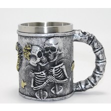 Luord-Store Sonsuz Aşk Iskelet Tasarımlı 3D Kabartmalı Çelik Kupa Bardak ALK4370