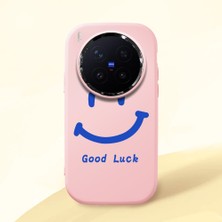 HONTINGA Vivo X300 Pro ile Uyumlu Kılıfı Kamera Korumalı Düşüme Önleyici Basitlik Pembe Yumuşak Silikon Telefon Kılıfı Gülümse Desenli K4-0027