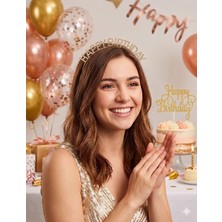 Dodomar Taç Metal Taşlı Happy Birthday Gold Doğum Günü Tacı Kadın Kız Çocuk Parti Aksesuarı