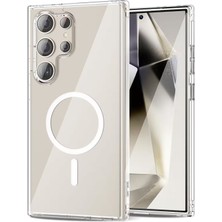Jopus Samsung S23 Ultra Uyumlu Sararmaz Şeffaf Magsafe Kılıf Kristal Sert Mika Slim Kılıf JS-345