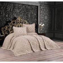 Qulothes Çift Kişilik Yatak Örtüsü Takımı 3 Parça Çeyiz Seti Kabartmalı