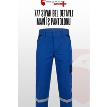 Selçuklu Plus 7/7 Siyah Bel Detaylı Mavi Reflektörlü Iş Pantolonu, Dayanıklı ve Rahat Model