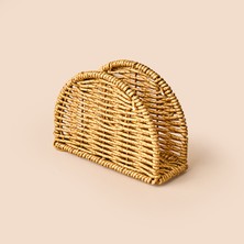 MİEN Mien Rattan Görünümlü Oval Peçetelik - Açık Kahverengi