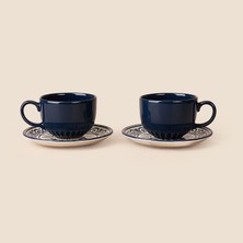 Keramika 2'li Stoneware Çay ve Latte Fincan Seti - Renkli