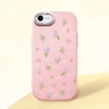 HONTINGA iPhone Se 2020 ile Uyumlu Kılıfı Kamera Korumalı Düşüme Önleyici Basitlik Pembe Yumuşak Silikon Telefon Kılıfı Çiçek Desenli K4-0036