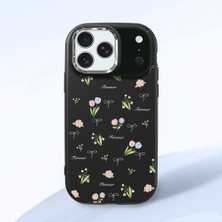 HONTINGA iPhone 17 Pro Max ile Uyumlu Kılıfı Kamera Korumalı Düşüme Önleyici Basitlik Siyah Yumuşak Silikon Telefon Kılıfı Çiçek Desenli K4-0036