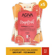 Agiva Greyfurt C Vitamini Içeren Canlandırıcı Kağıt Yüz Maskesi 5'li Set - Aydınlatıcı Etki