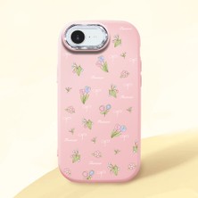 HONTINGA iPhone 16E ile Uyumlu Kılıfı Kamera Korumalı Düşüme Önleyici Basitlik Pembe Yumuşak Silikon Telefon Kılıfı Çiçek Desenli K4-0036