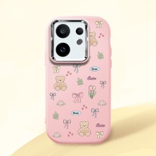 HONTINGA Vivo X200 Fe ile Uyumlu Kılıfı Kamera Korumalı Düşüme Önleyici Basitlik Pembe Yumuşak Silikon Telefon Kılıfı Ayı Desenli K4-0035