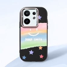 HONTINGA Vivo X200 Fe ile Uyumlu Kılıfı Kamera Korumalı Düşüme Önleyici Basitlik Siyah Yumuşak Silikon Telefon Kılıfı Gülümse Desenli K4-0030