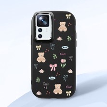 HONTINGA Xiaomi Mi 12T ile Uyumlu Kılıfı Kamera Korumalı Düşüme Önleyici Basitlik Siyah Yumuşak Silikon Telefon Kılıfı Ayı Desenli K4-0035