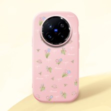 HONTINGA Vivo X200 Pro ile Uyumlu Kılıfı Kamera Korumalı Düşüme Önleyici Basitlik Pembe Yumuşak Silikon Telefon Kılıfı Çiçek Desenli K4-0036