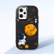 HONTINGA Poco X5 Pro 5g ile Uyumlu Kılıfı Kamera Korumalı Düşüme Önleyici Basitlik Siyah Yumuşak Silikon Telefon Kılıfı Astronot Desenli K4-0033