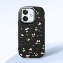 HONTINGA Oppo A3X 4g ile Uyumlu Kılıfı Kamera Korumalı Düşüme Önleyici Basitlik Siyah Yumuşak Silikon Telefon Kılıfı Çiçek Desenli K4-0036
