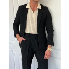 Modefendicom Özel Seri %100 Gofre Kumaş Italyan Kesim Pileli Modern Fit Takım Elbise