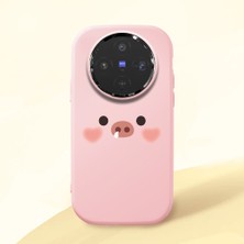 HONTINGA Vivo X300 ile Uyumlu Kılıfı Kamera Korumalı Düşüme Önleyici Basitlik Pembe Yumuşak Silikon Telefon Kılıfı Yaratıcı Desenli K4-0031