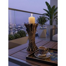 Mirsa Global Dekoratif Mumluk Şamdan Siyah Gold Silindir Mumluk – Modern Seramik Mumluk  Salon, Konsol ve Masa Üstü Şık Ev Dekorasyonu