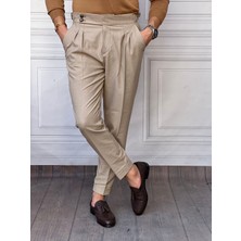 Modefendicom Yüksek Bel Pileli Petek Örme Pamuklu Slimfit Pantolon