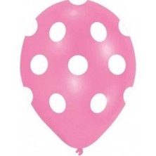 Keskin Sound Çepeçevre Beyaz Puantiyeli Pembe Balon 100 Lü