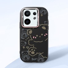 HONTINGA Vivo X200 Fe ile Uyumlu Kılıfı Kamera Korumalı Düşüme Önleyici Basitlik Siyah Yumuşak Silikon Telefon Kılıfı Ayı Desenli K4-0029