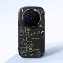 HONTINGA Vivo X300 Pro ile Uyumlu Kılıfı Kamera Korumalı Düşüme Önleyici Basitlik Siyah Yumuşak Silikon Telefon Kılıfı Ayı Desenli K4-0029