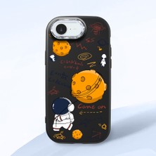 HONTINGA iPhone 16E ile Uyumlu Kılıfı Kamera Korumalı Düşüme Önleyici Basitlik Siyah Yumuşak Silikon Telefon Kılıfı Astronot Desenli K4-0033