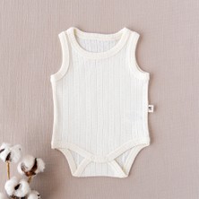 Mimu Baby %100 Pamuk Pointel Çıtçıtlı Bebek Zıbın - Krem Ajurlu